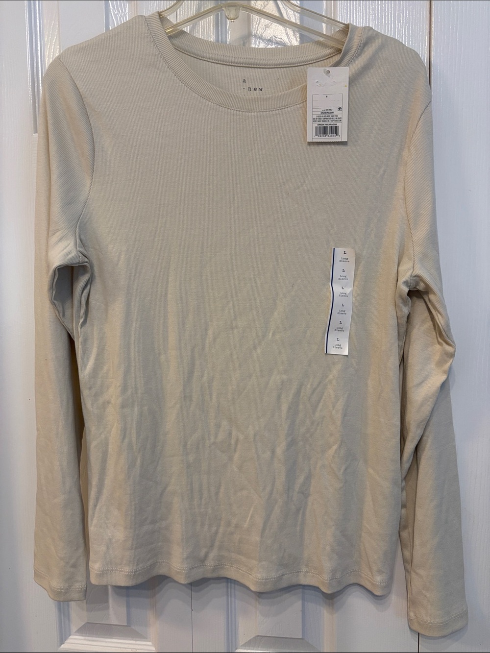 612 a new Day Women’s Long-Sleeve Crew Neck Shirt in Light Beige